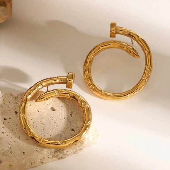 Jewelry - Gold Snake Hoop Earrings